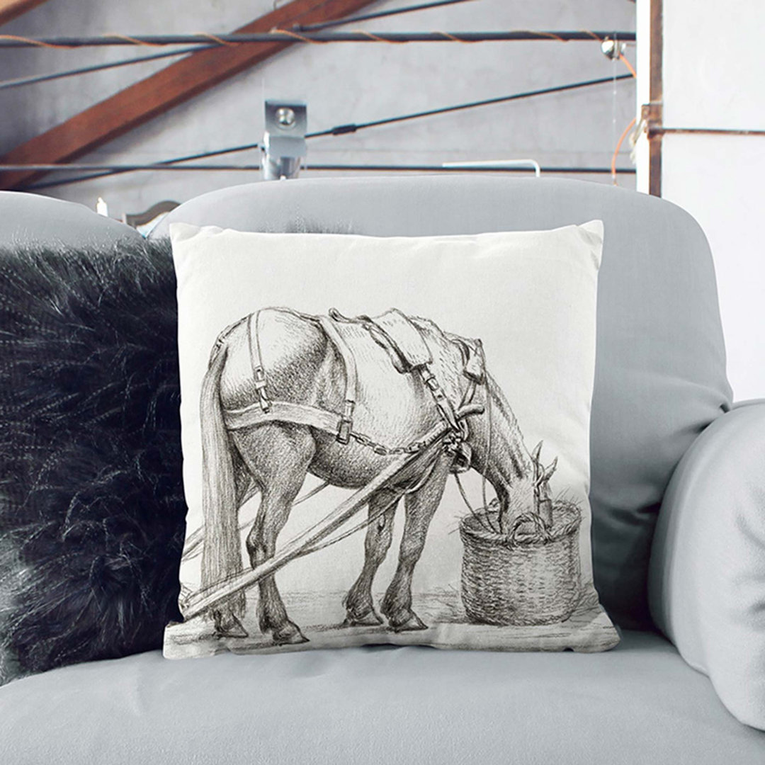 Horse Drinking by Jean Bernard Cushion with Filling
