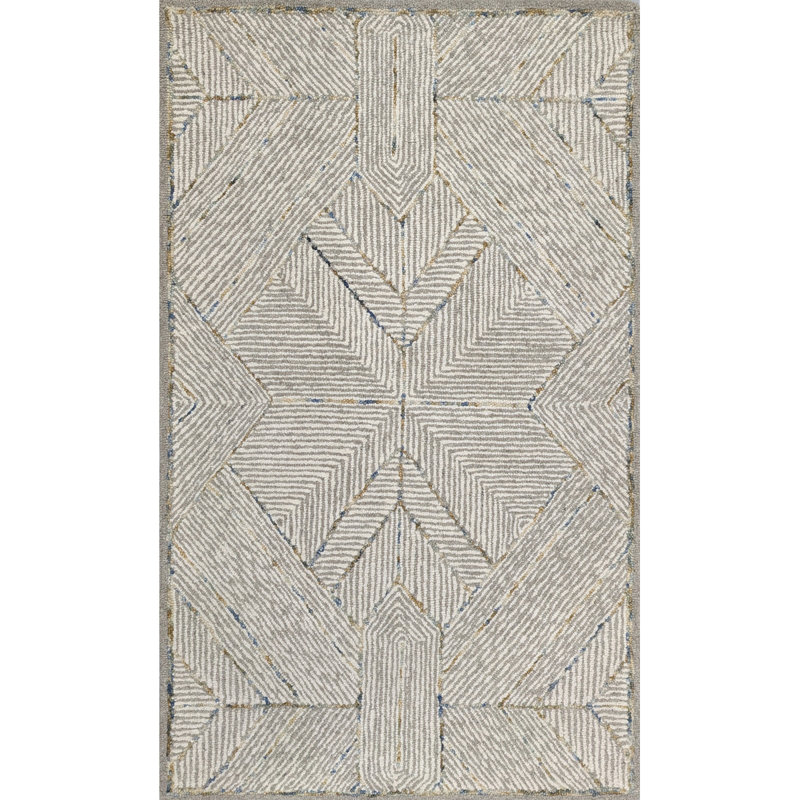 Pinnacle Hand-Tufted Wool Area Rug Geometric Stripe, 3' x 5'