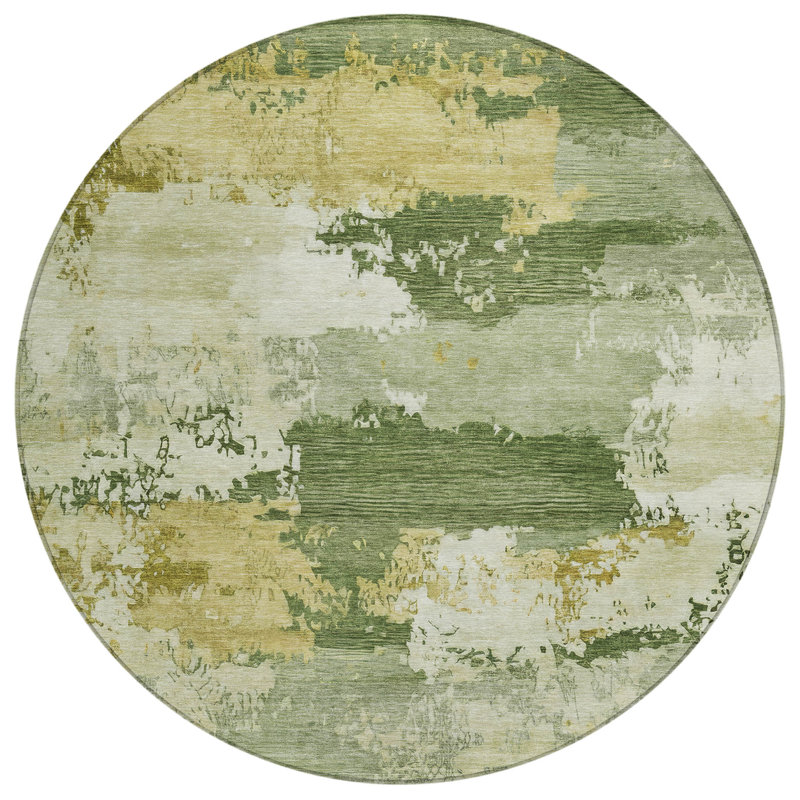 Machine Washable Indoor/Outdoor Kerwin ACN2372 Abstract Rug, Round 8'