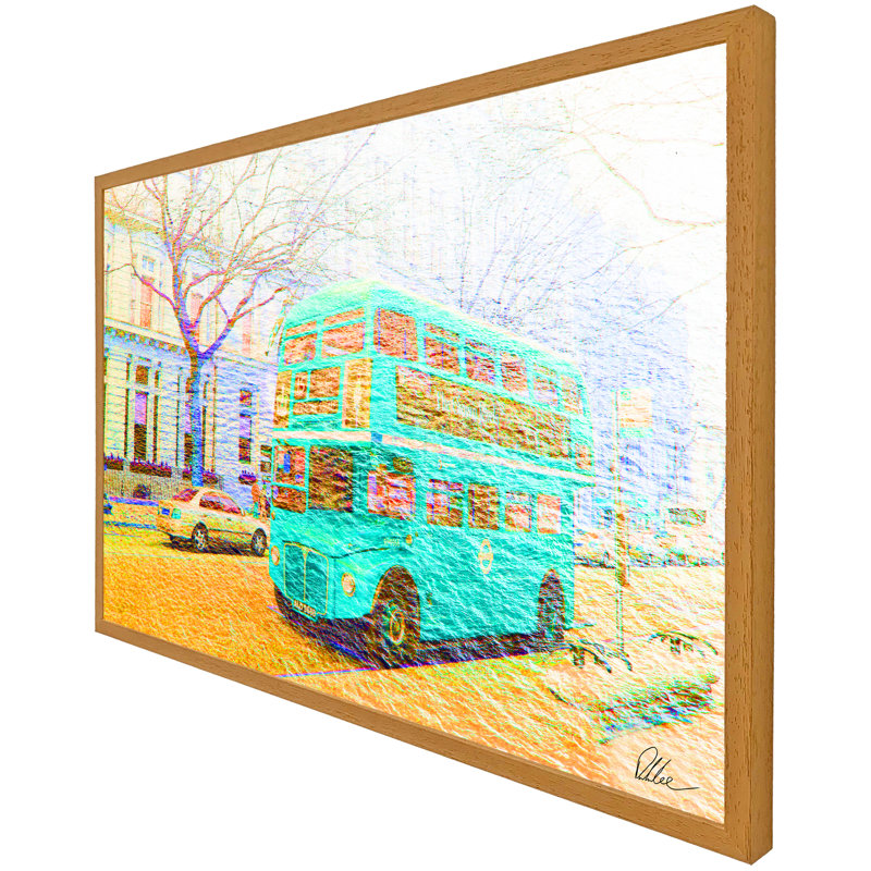 London Bus Green Front Single Picture Frame Wall Art, 41cm H x 61cm W x 4cm D, Oak