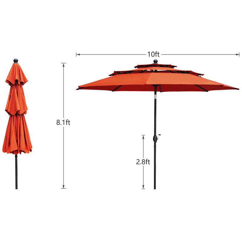 Parasol de marché 10 pi Moersch, Orange-rouge