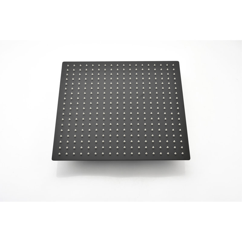 Ceiling Mounted Shower In Matte Black. Brass 16" Head. Offers Natural Rainfall Experience. Self-Cleaning Nozzle Keeps Water Outlet Clear. Compatible With American Standard Pipe. 14.76" X 6.24", 11.81