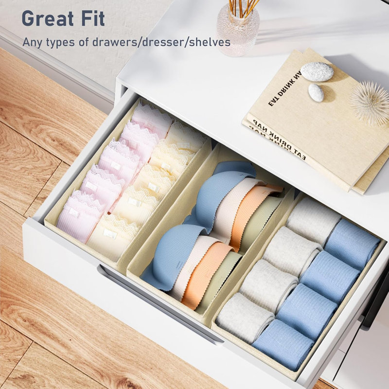 Drawer Organizer For Clothes - Underwear, Socks, Bras, Ties, And Baby Items Storage Box With Open-Box Design And Side Insert Cardboard For Enhanced Durability