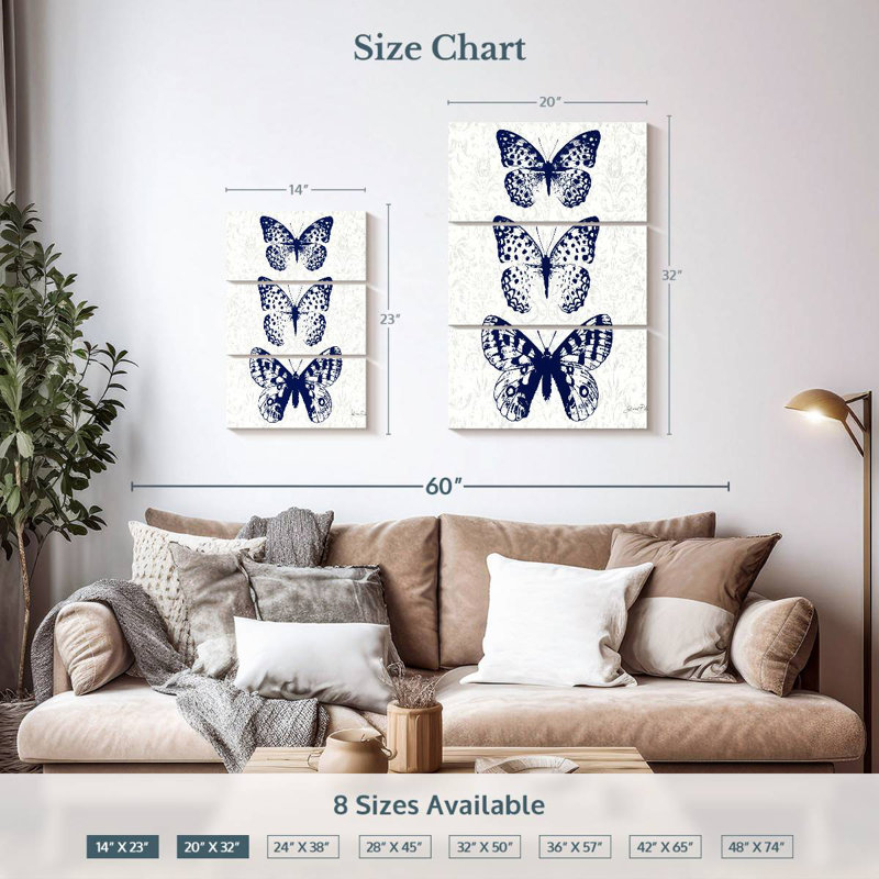 Brampt Indigo Butterfly Study, 32'' H x 20'' W