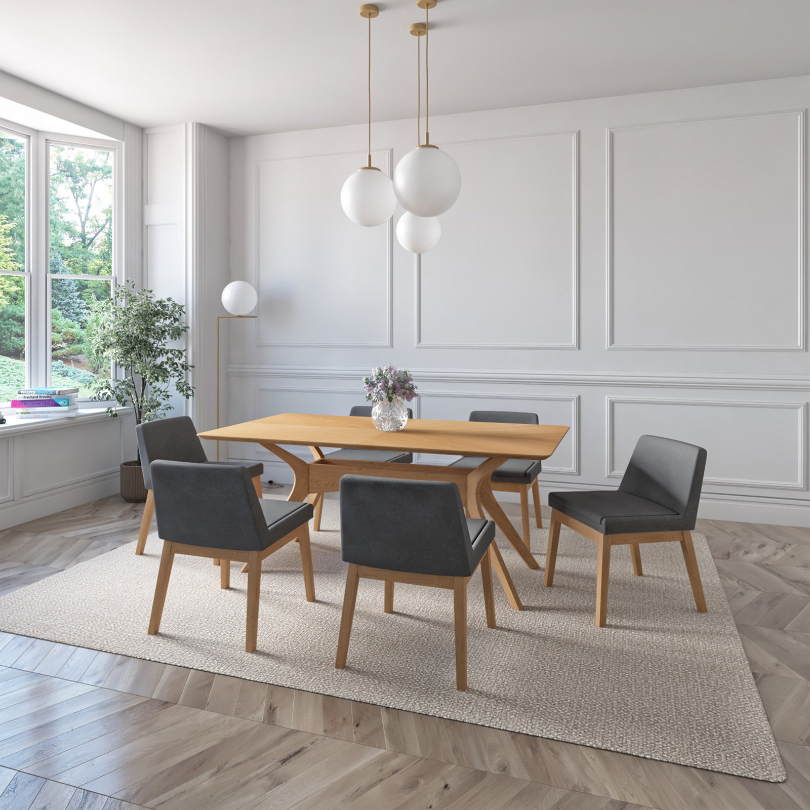 Etheriu Indoor Oak and Wood Dining Table, Natural