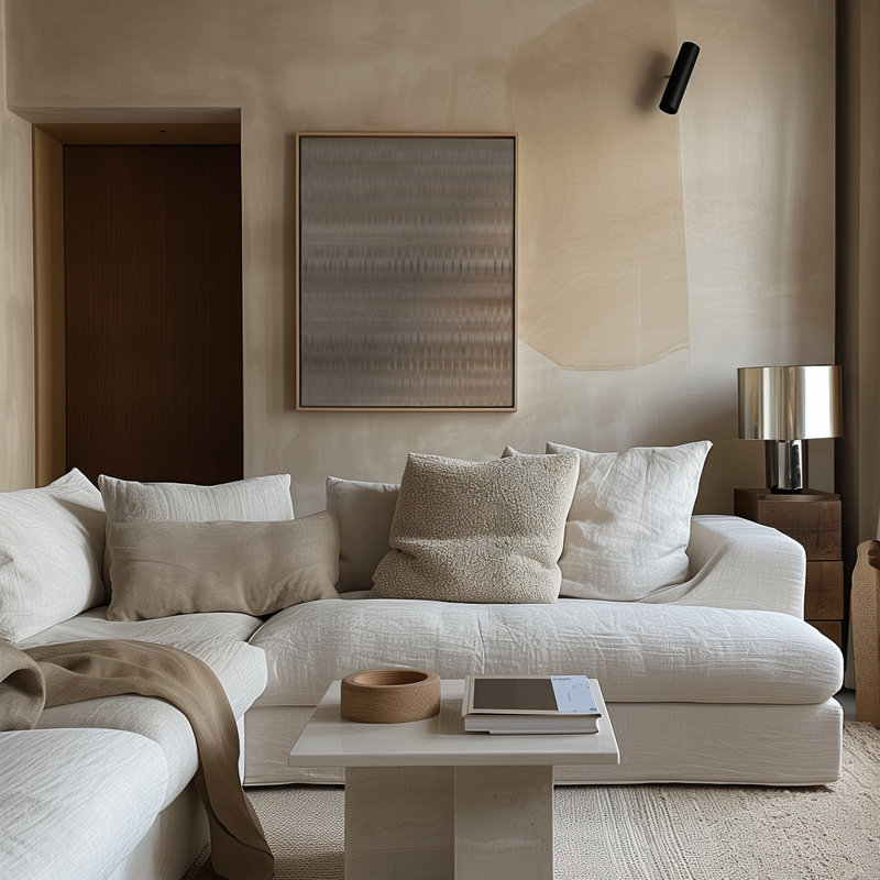 Melody #1 - Contemporary Neutral Waves In Subtle Tonal Motion, Tan, 20" H x 20" W