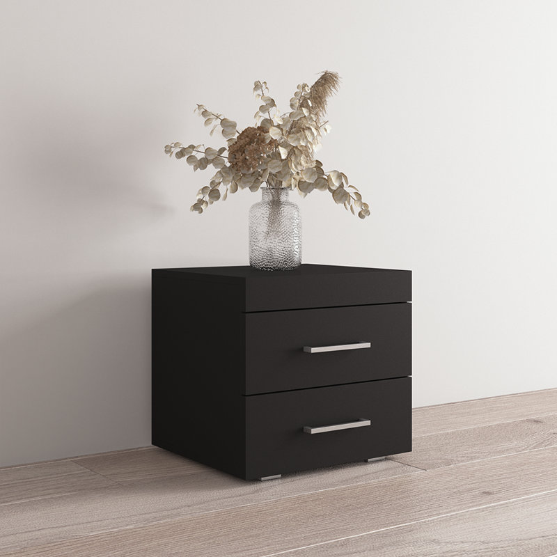 Perth Nightstand with Matte Finish, Black