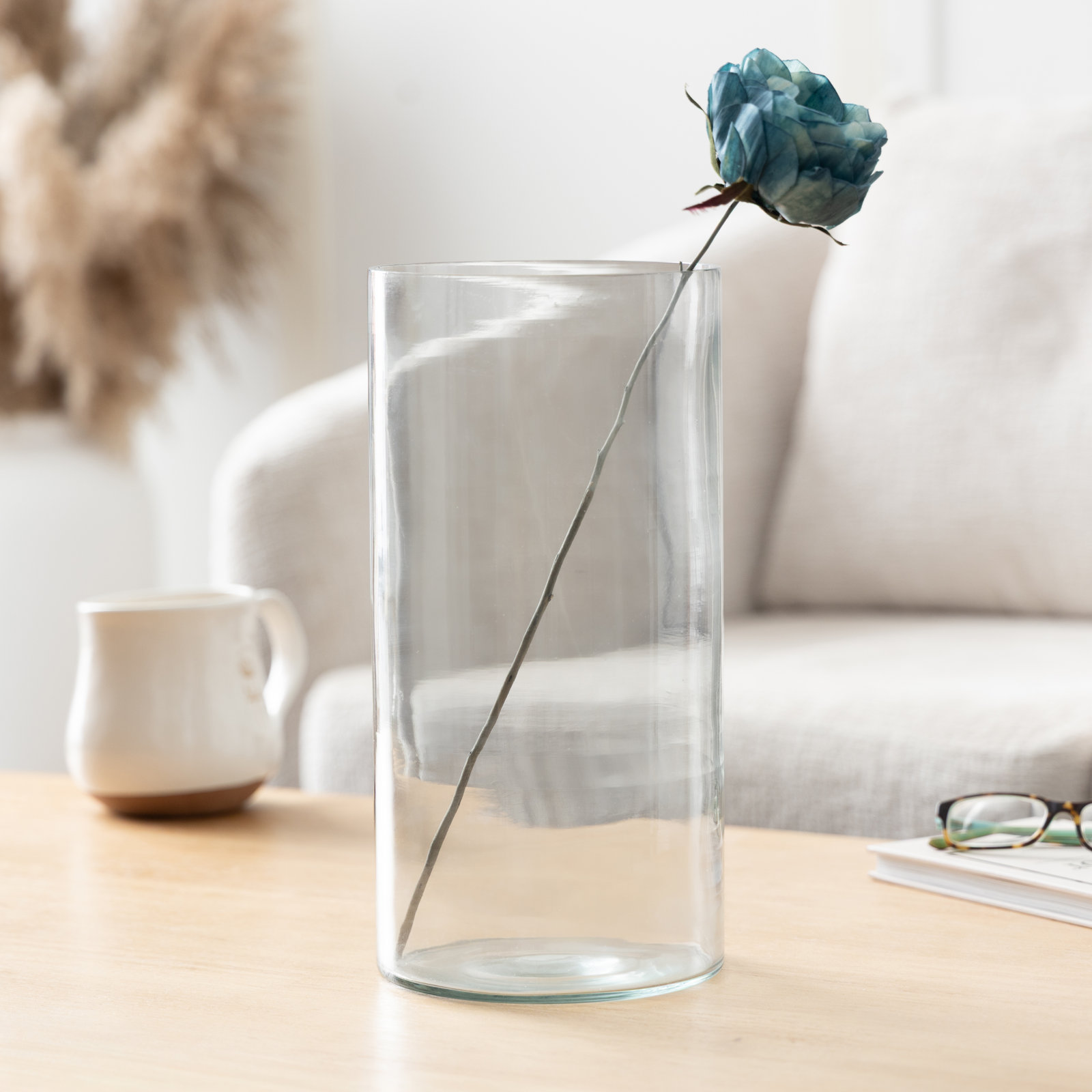 Glass Table Vase, 12" H x 6" W x 6" D