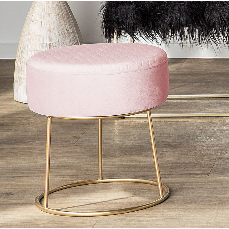 Horner 35cm Wide Round Solid Colour Standard Ottoman, Pink