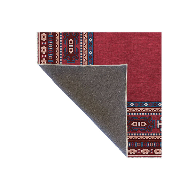 Tapis décoratif rétro bourgogne traditionnel lavable à la machine, Rectangle 3 pi 11 po x 5 pi 11 po