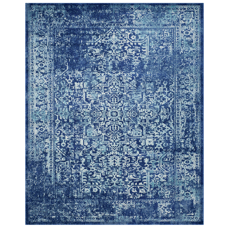 Oriental Area Rug, Rectangle 201 x 274 cm, Ivory/Navy