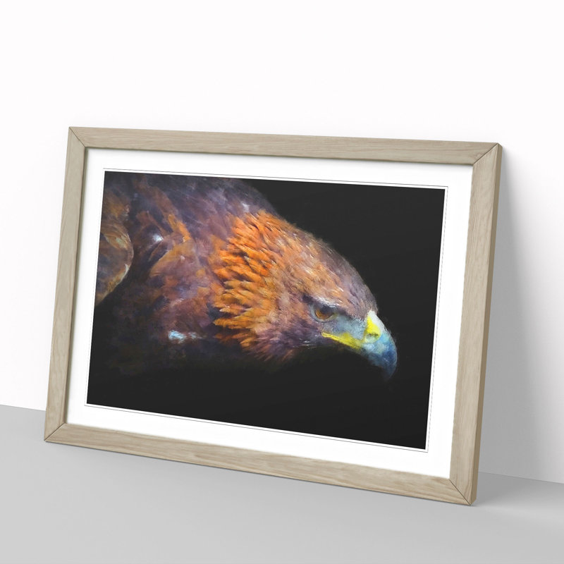 Golden Eagle Vol.3 - Picture Frame Painting, 36cm H x 48cm W x 2cm D, Oak Framed