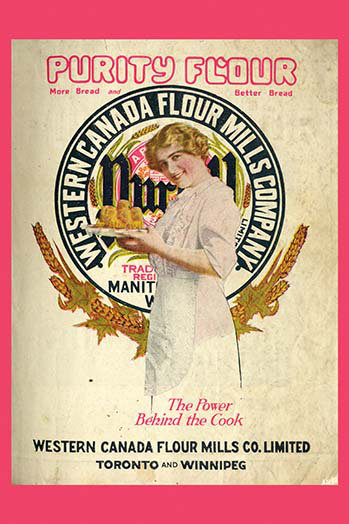 « pure farine de cuisine livre de cuisine », affiche rétro, H 66 po x l 44 po x P 1,5 po
