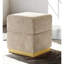 Tabouret de rangement contemporain gris argenté en tissu chenille avec base dorée pour la finition du salon