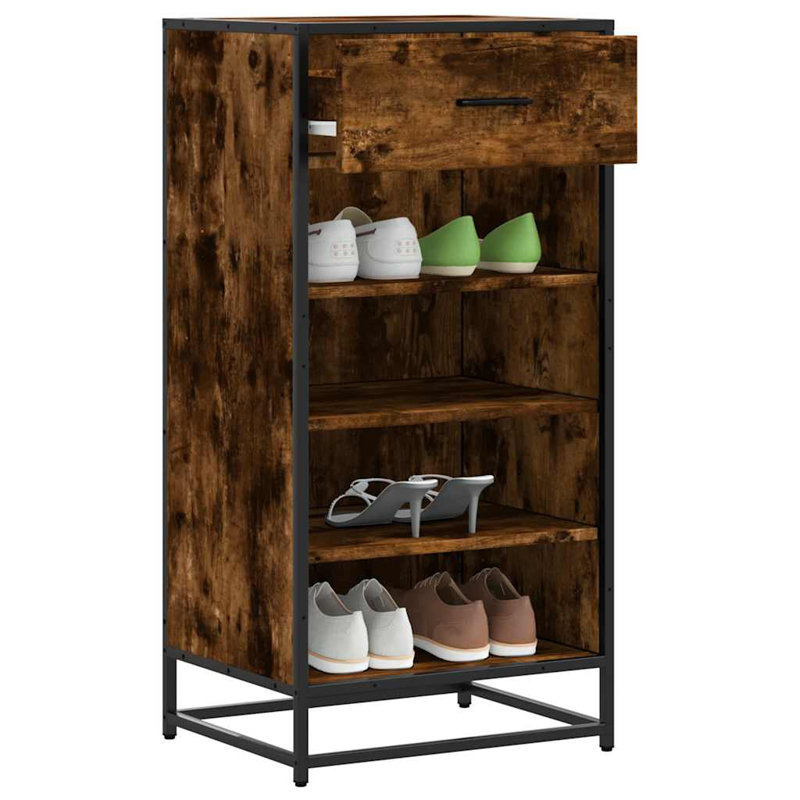 8 Pair Shoe Rack, Smoked Oak