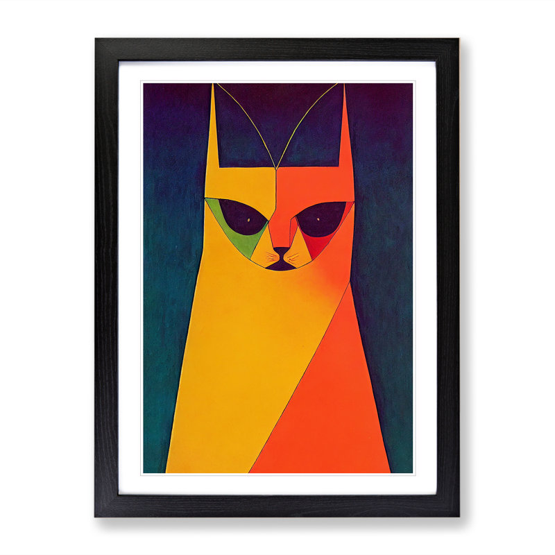 Painted Cat Abstract - Wall Art, Black Framed, 64cm H x 46cm W x 2cm D