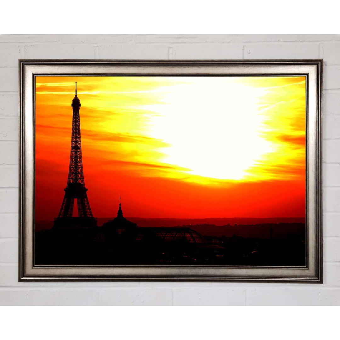 Gerahmtes Leinwandbild Paris Eiffel Tower Sun Blaze