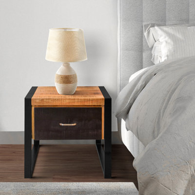 Grande table de bout en bois massif avec rangement 24 po Aria-Jai