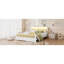 Structure de lit double en rotin avec lumières DEL et tête de lit à rangement, lit plateforme double avec barrières de sécurité pour enfants-1527048480