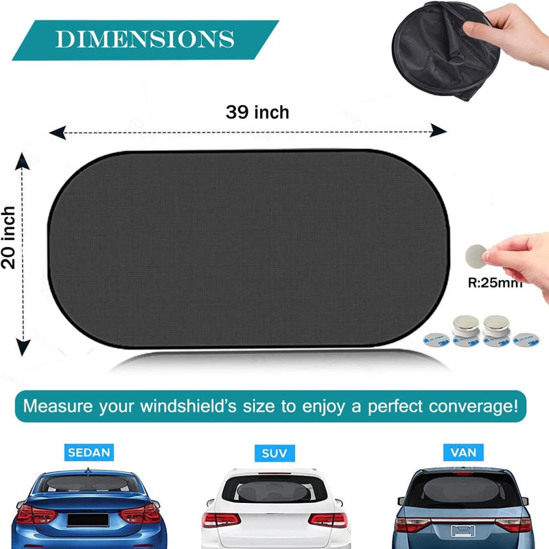 Ayamaya Magnetic Car Rear Window Sun Shade Shield, Mesh Screen Visor ...
