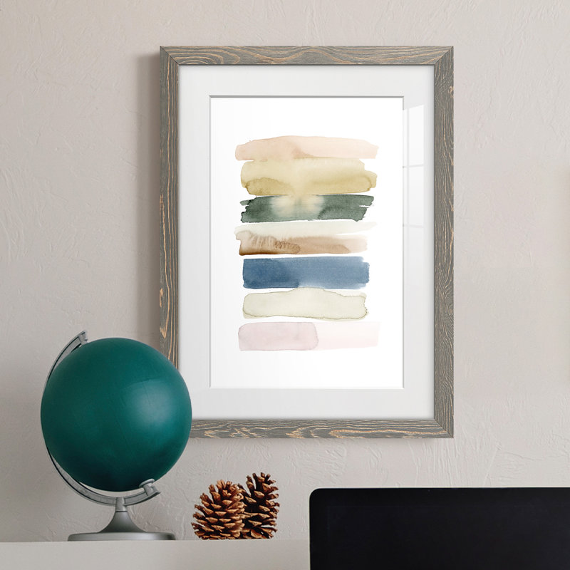 Foin Swatches II - peinture encadrée, H 20 po x l 17 po, Papier avec cadre gris