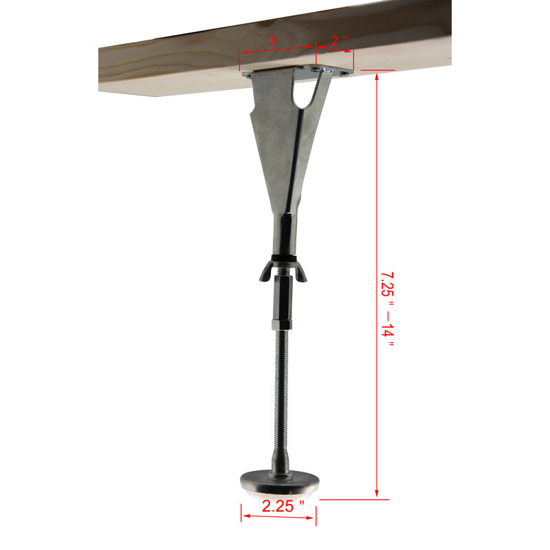 Adjustable Height Center Support Leg - Bed Frame Feet for Center Support Legs - Replacement Metal Bed Slat Support Leg