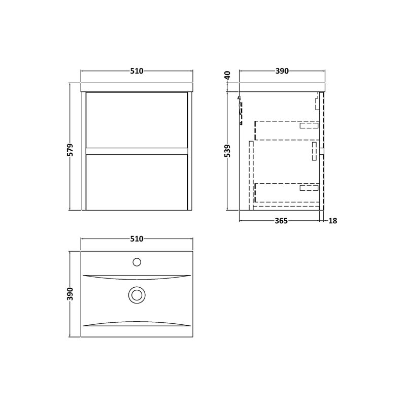 Havana 500mm Single Bathroom Vanity with Drop In Vitreous China Basin, Metallic Slate