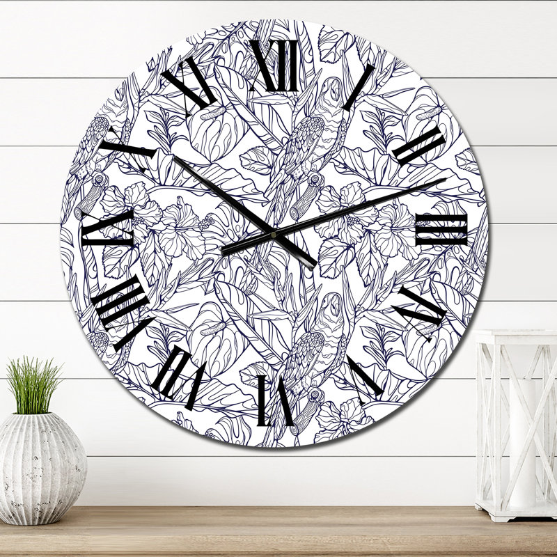 Tropical Ara Parrots - Patterned wall clock, Small