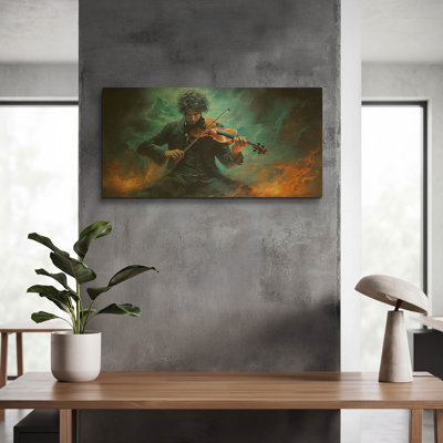 'Nicolo Paganini The Violinist Of The Devil' By Momart Gold Metal Wall Art, 24" x 12"