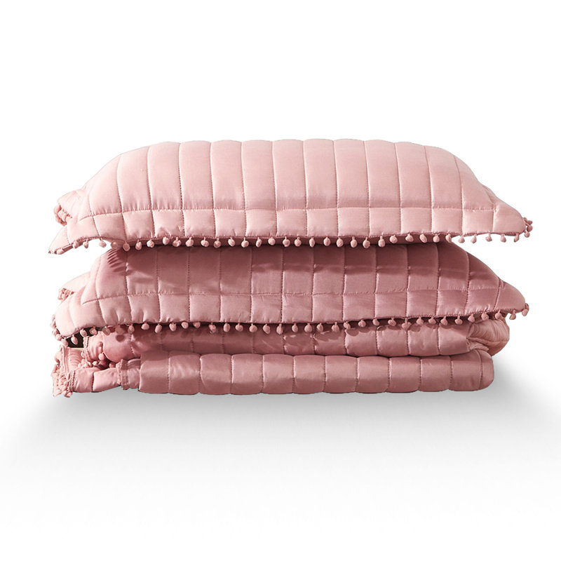 Kazanovicz Polyester No Pattern Bedspread, Blush Pink, W240 x L250cm