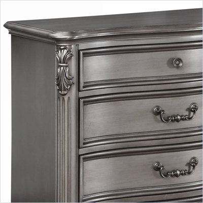 Commode à finition platine antique avec glissières de tiroir pleine extension | Argent antique | Bois synthétique