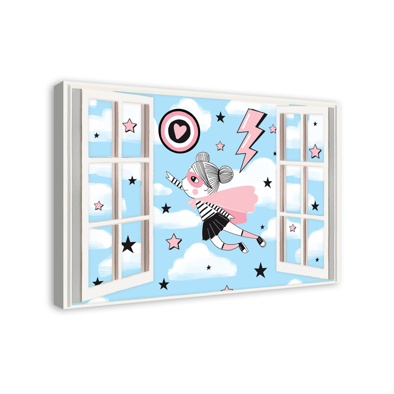 Art sur toile superhero fille window Aiyana, H 24 po x l 36 po x P 1,25 po