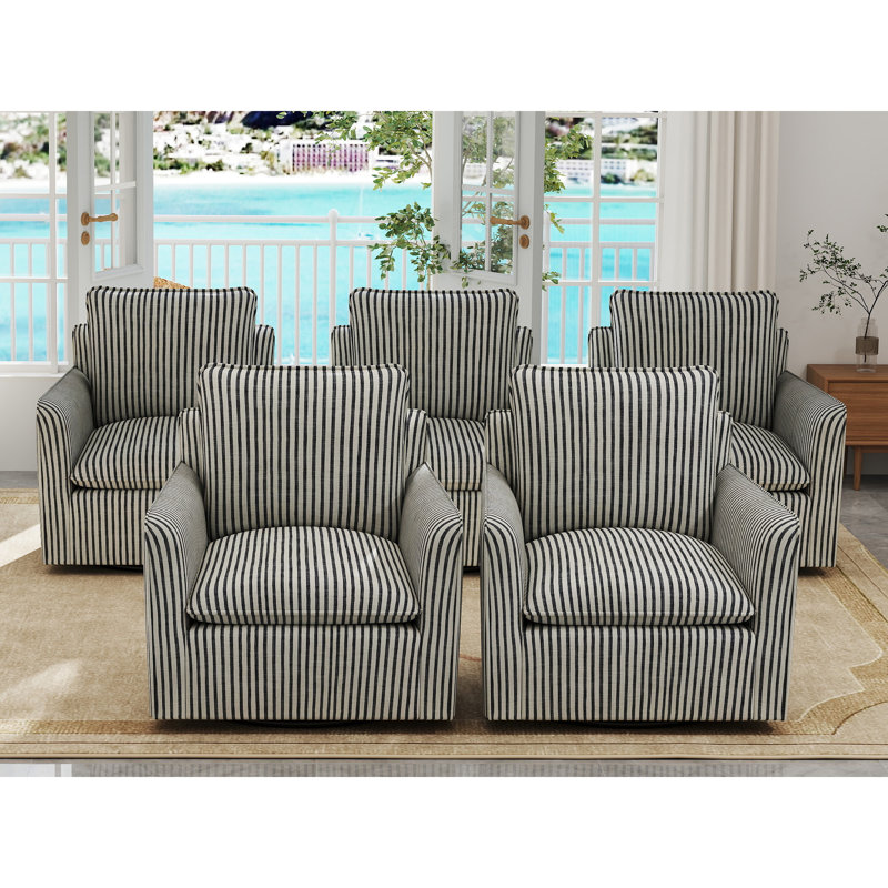 Fauteuil demi-tonneau pivotant à coussins amovibles Hylee, Bleu, 5