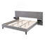 Lit plateforme très grand avec tête de lit, lit plateforme tapissier en velours moderne avec 2 tables de chevet, capitonné à motif de losanges, gris