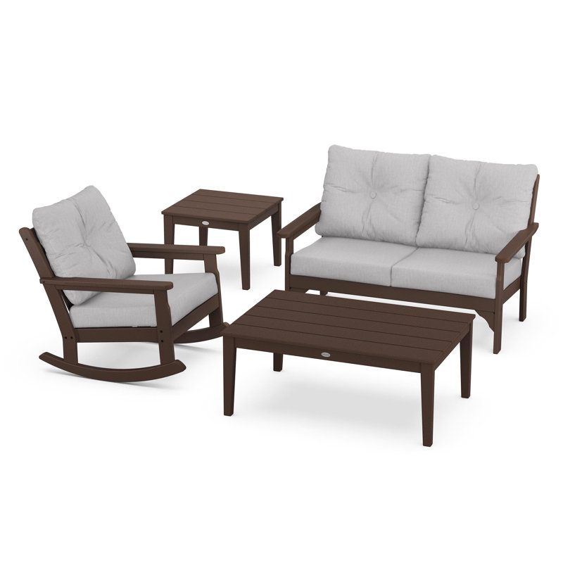 Vineyard 4-Piece Deep Seating Rocker Set, Granite, Mahogany