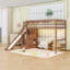 Lit mezzanine en bois avec tablettes, glissade et lumière DEL-1696901012-1696901013