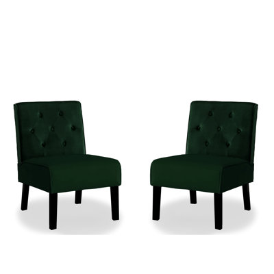 Fauteuil d'appoint sans accoudoirs en velours de 53 po de style moderne pour le salon, la chambre à coucher et le bureau avec dossier incurvé 2 pièces
