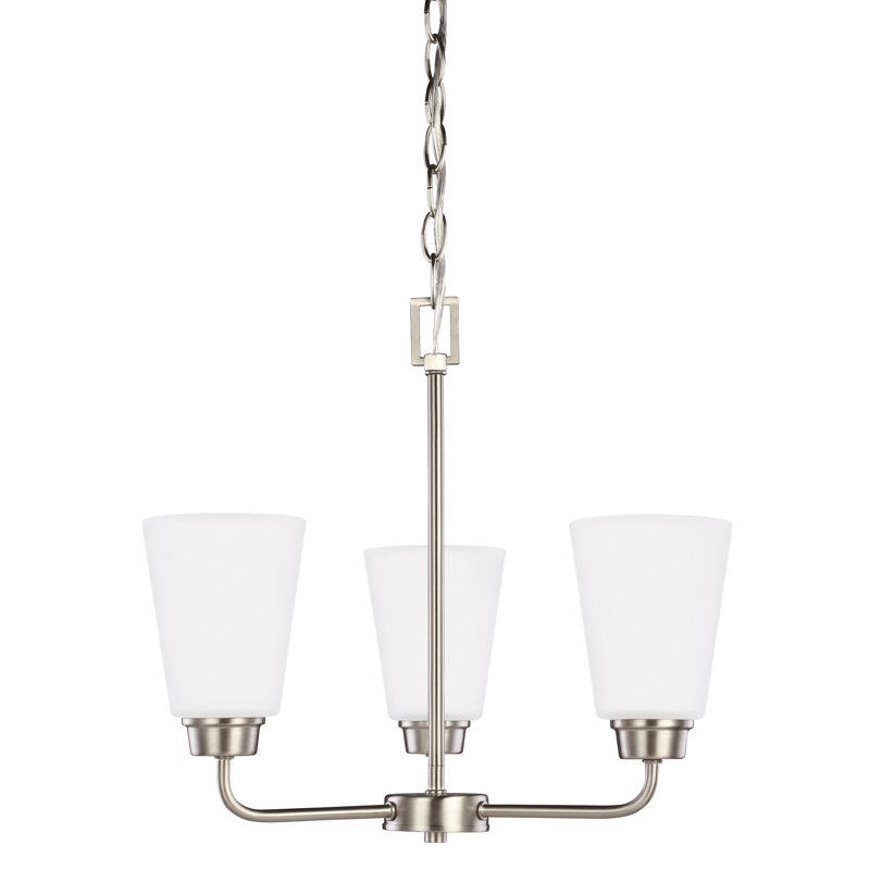 Lustre à trois lumières Kerrville de Génération Éclairage , Non, Nickel brossé, 3