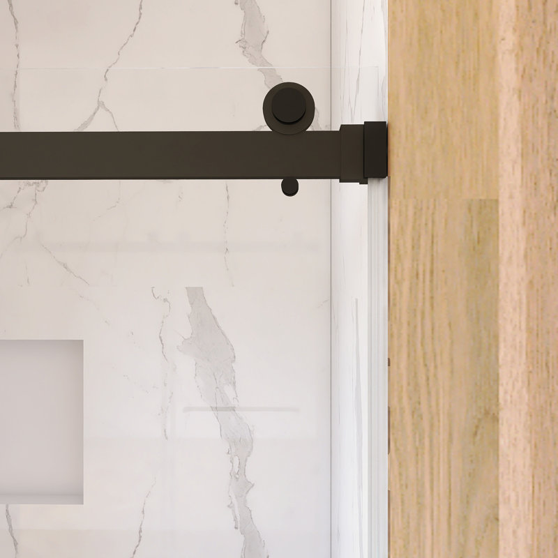 55-59" Double Sliding Frameless Shower Door, Matte Black
