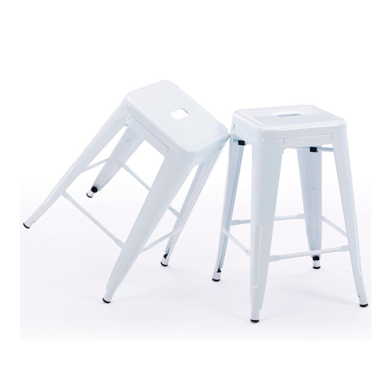 Tillar Counter Stool with Metal Frame, White