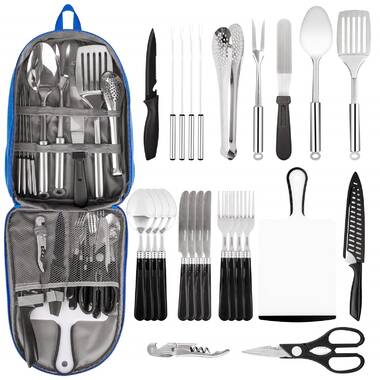 Cheer Collection 10-Piece Stainless Steel BBQ Grilling Utensil Set on  Carousel