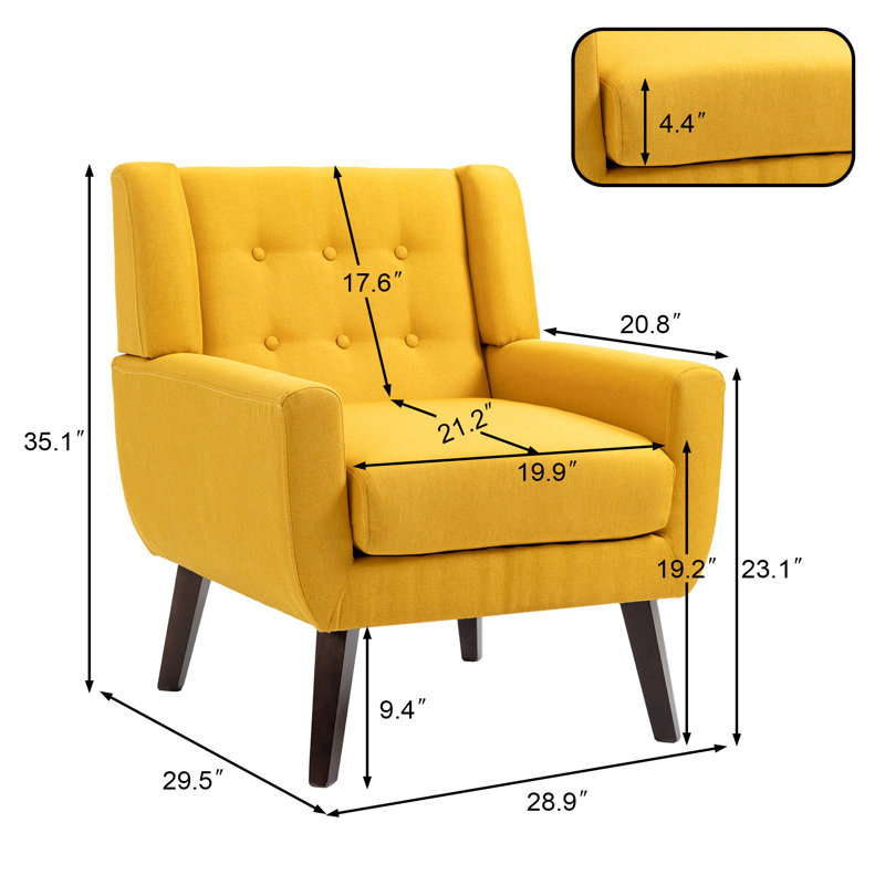 Fauteuil Jaqueze, Mélange de lin jaune performance