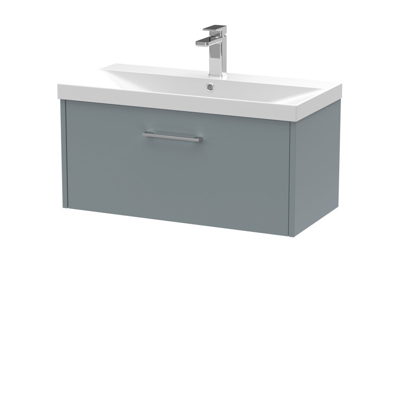 Juno 800mm Single Bathroom Vanity with Integrated Vitreous China Basin, Coastal Grey