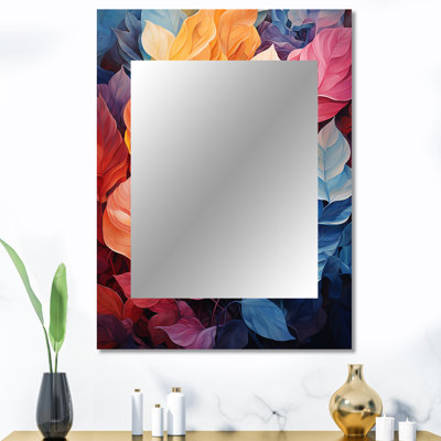 Feuille colorée Dreamscape I - miroir unique à feuilles, grand miroir mural traditionnel, impression d'art en métal