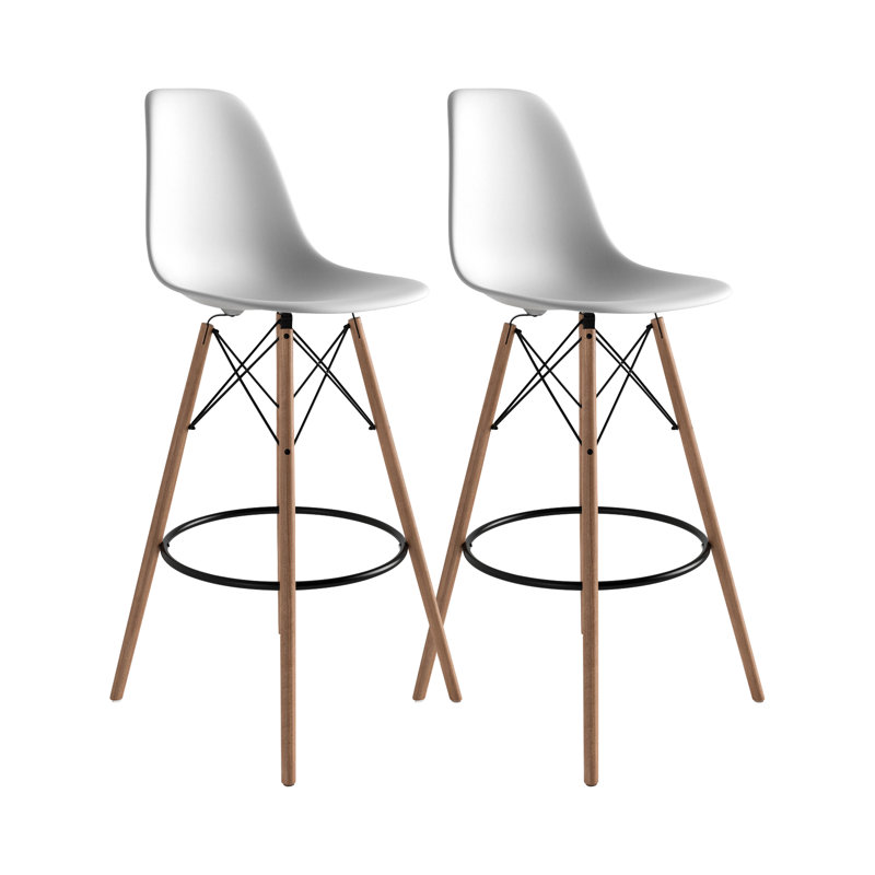 Jordan Bar & Counter Stool, Bar Stool (29.5" Seat Height), White/Natural