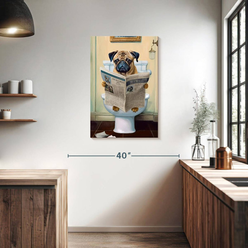 Ketti Pug On A Toilet, 36" H x 24" W
