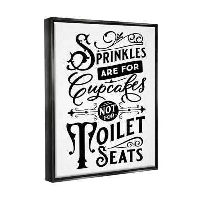 Stupell Industries Humorous Bathroom Toilet Seat Phrase Vintage Typography By Lettered And Lined - Floater Frame Print  In Jet Black Floater Frame