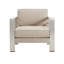 Ensemble de conversation d'extérieur moderne Caggiano pour 4 personnes en MGO et aluminium, avec fauteuils club rembourrés et table basse ronde en forme de tambour.-134302917