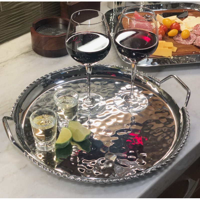 Paloma Round Stainless Steel Tray with Handles