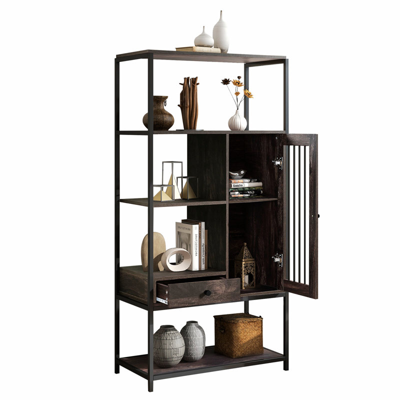 Bibliothèque en métal H 61 "x l 31,4", Noir